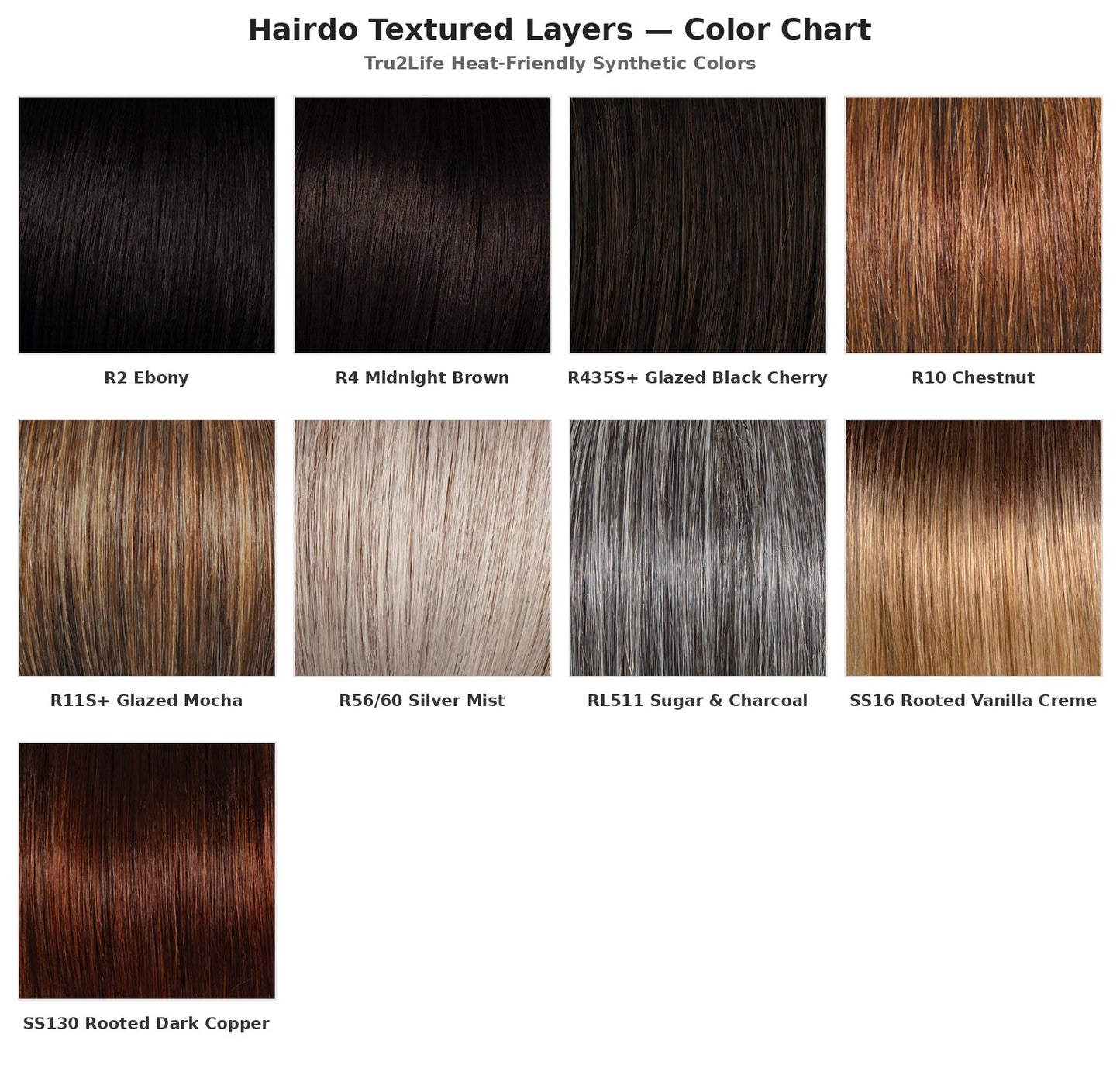 Hairdo Textured Layers Wig - Tru2Life color chart