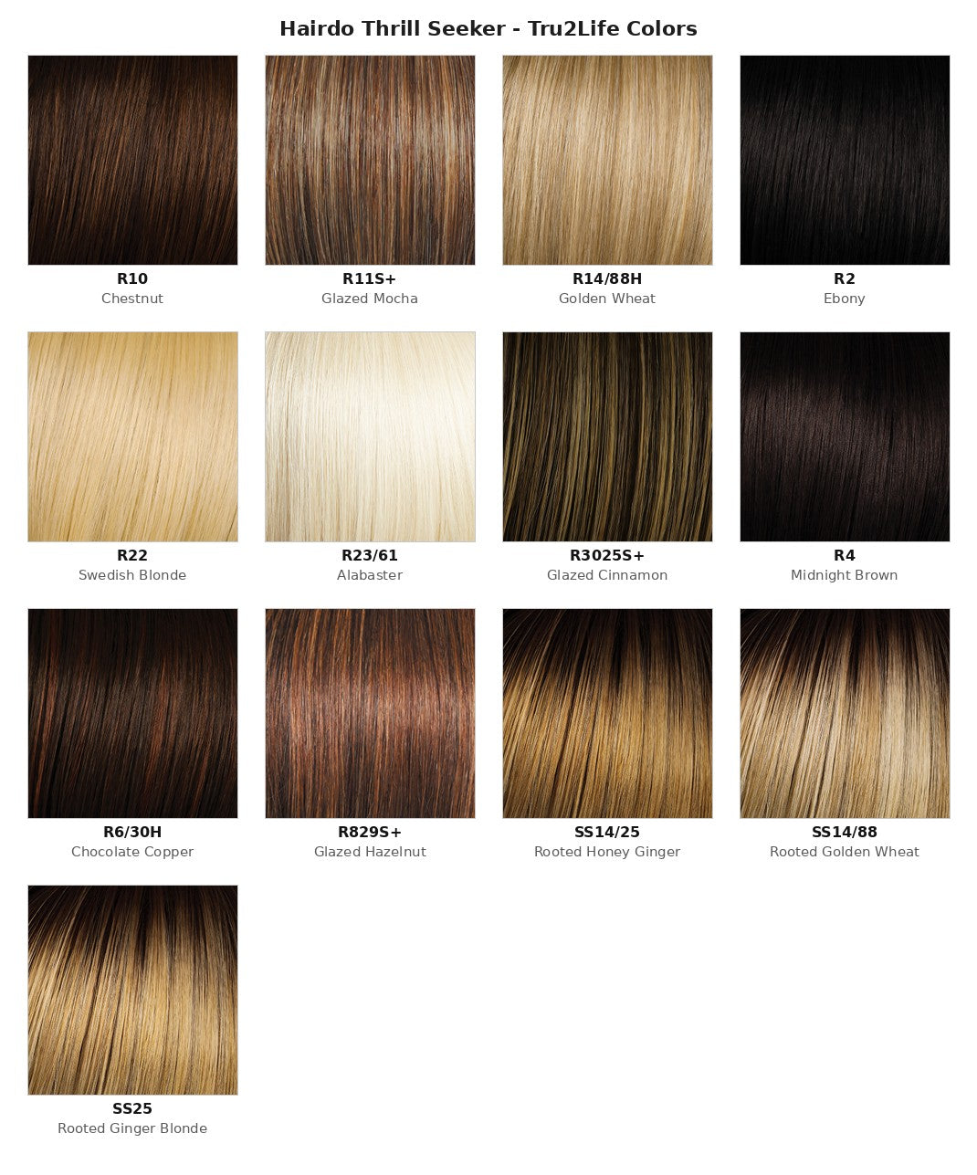 Hairdo Thrill Seeker - Tru2Life color chart