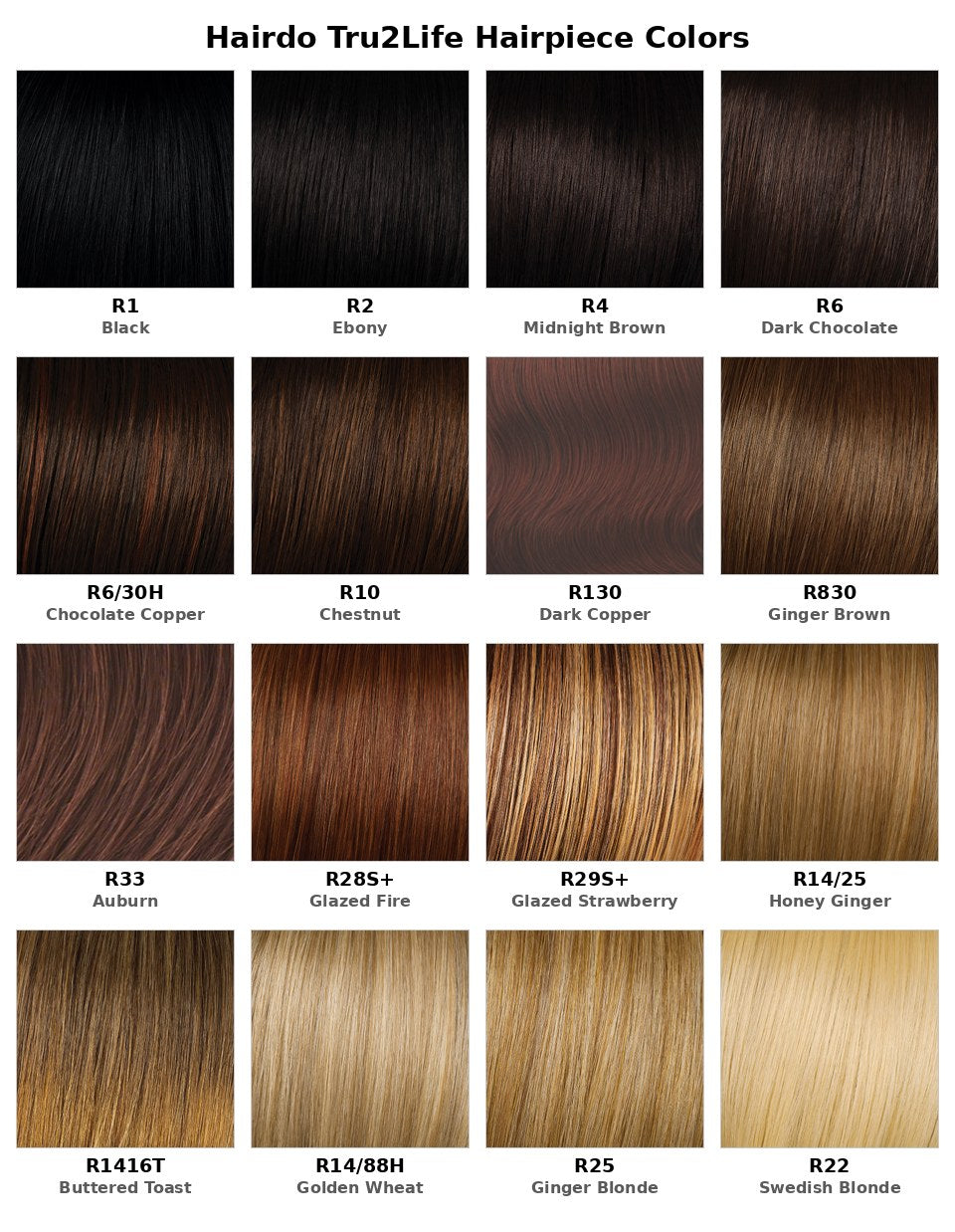 Hairdo 18" Wavy 3-Piece Clip-In Extension Kit, Color R1416T Buttered Toast color chart
