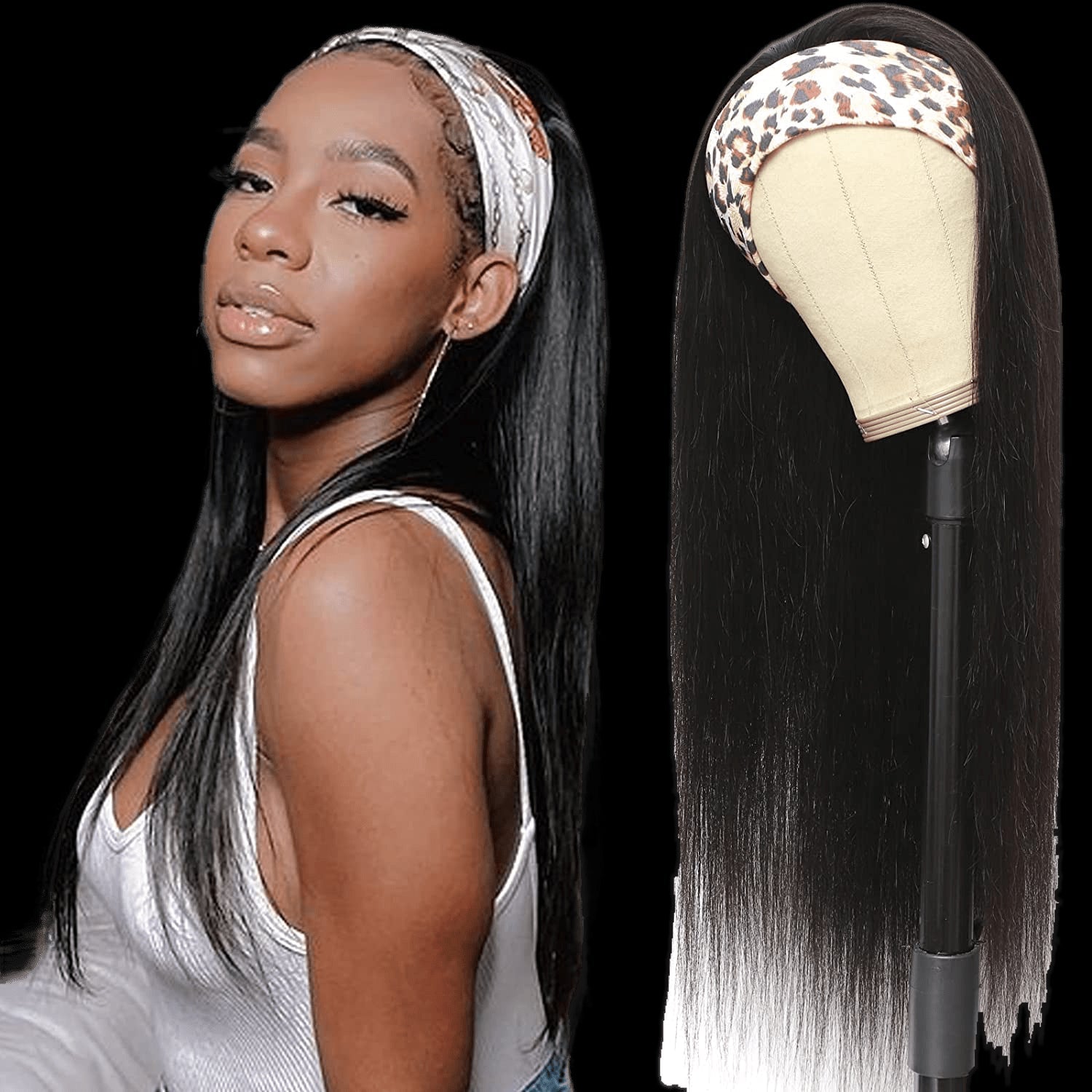Headband Wig Straight Human Hair - VIP Extensions