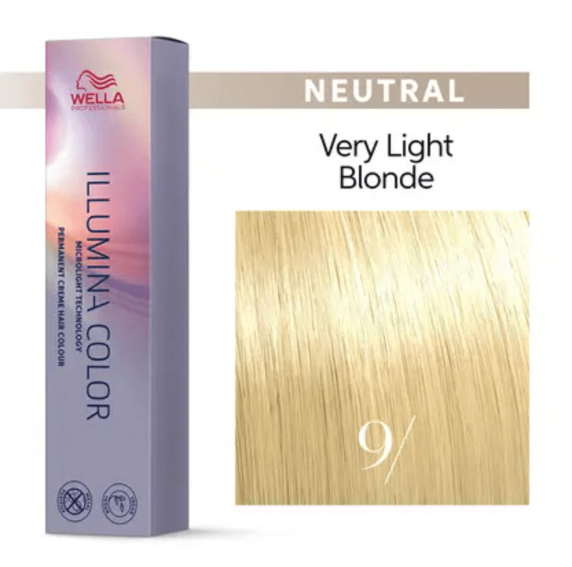 Illumina Color Permanent Creme Hair Color - 9 / .Very Light Blonde - Neutral by Wella for Unisex - 2 oz Hair Color - VIP Extensions
