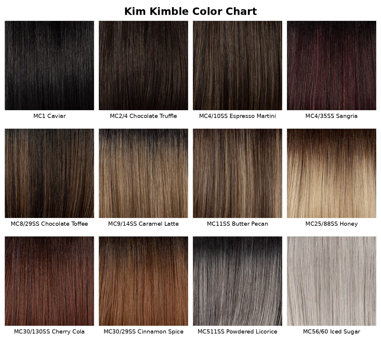 Kim Kimble color chart - all color swatches