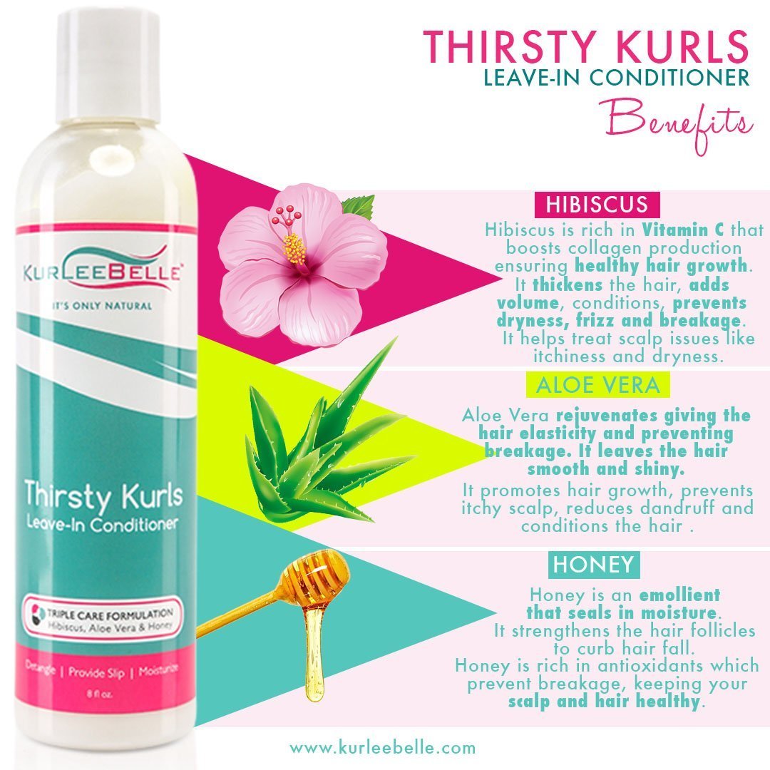 KurleeBelle Thirsty Kurls Leave - In Conditioner 8oz - VIP Extensions