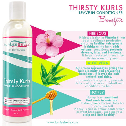 KurleeBelle Thirsty Kurls Leave - In Conditioner 8oz - VIP Extensions