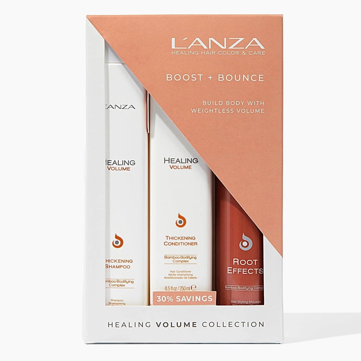 L'ANZA Healing Volume Trio Hair Kit — Thickening Shampoo, Conditioner & Root Mousse - VIP Extensions