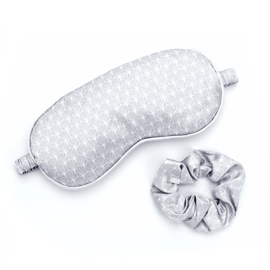 Lemon Lavender Five More Minutes Satin Sleep Eye Mask & Scrunchies Set - Lofted (Gray) - VIP Extensions