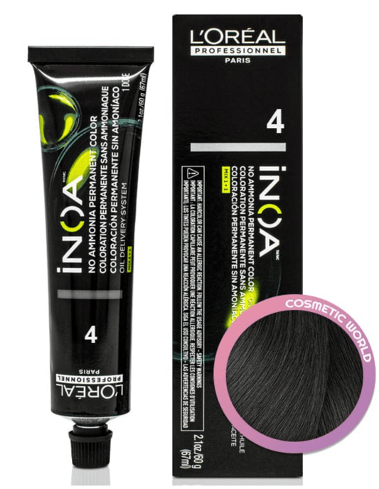 Loreal Professionnel Paris Inoa 4/4N Brown No Ammonia Permanent Hair Color 2.1 Ounce 60 Gram - VIP Extensions