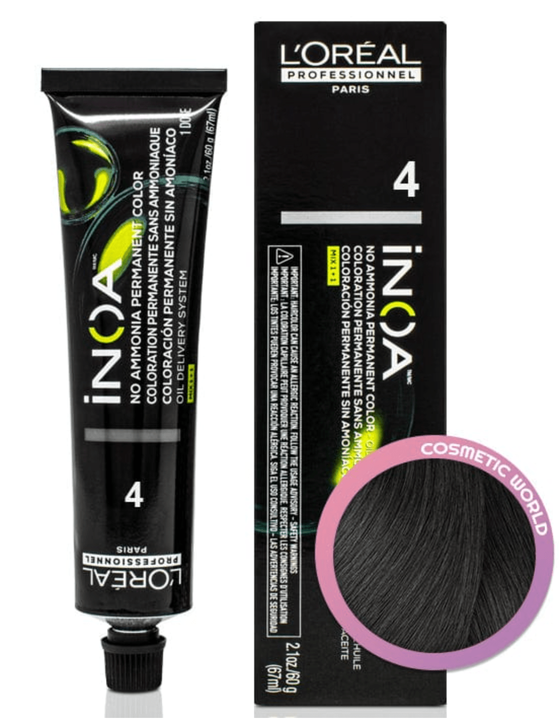 L'Oréal Professionnel INOA Ammonia-Free Permanent Hair Color, 2.1 oz - 4 (4N) Brown