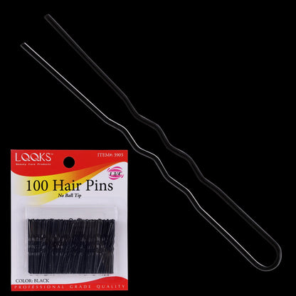 LQQKS 1 3/4" HAIR PIN NO BALL TIP 100CT BLACK - VIP Extensions