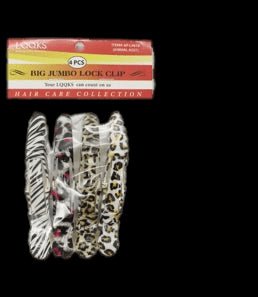 LQQKS BIG JUMBO LOCK CLIP 4PC/PK ANIMAL PRINT - VIP Extensions