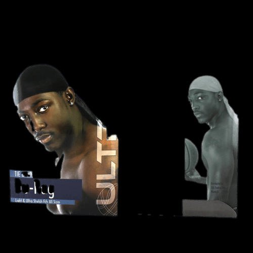 Looks tie down du-rag cap on retail packaging card, light ultra stretch fabric, fits all sizes