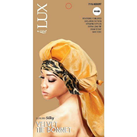 Lux by Qfitt Velvet Tie Bonnet (Braid) 7115 - VIP Extensions