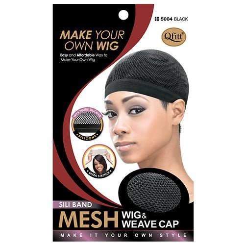 Qfitt Make Your Own Wig Sili Band Mesh Wig & Weave Cap, style 5004, black, in retail packaging