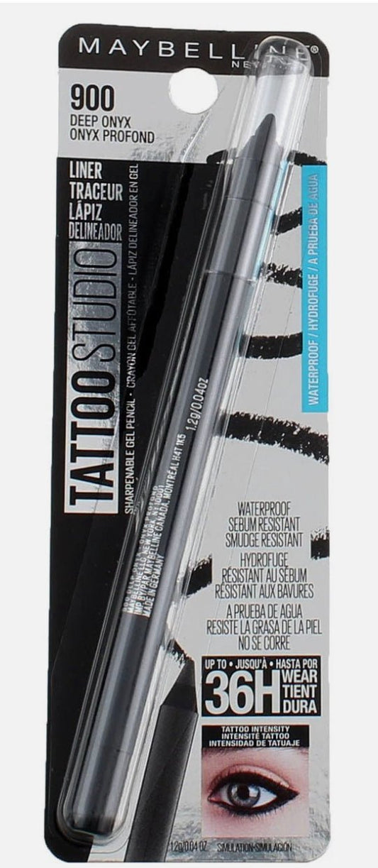 Maybelline TattooStudio 900 Deep Onyx sharpenable gel pencil eyeliner packaging
