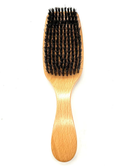 MEN'S WOOD GROOMING WAVE BRUSH MEDIUM HARD NATURAL 3PC PVC - VIP Extensions