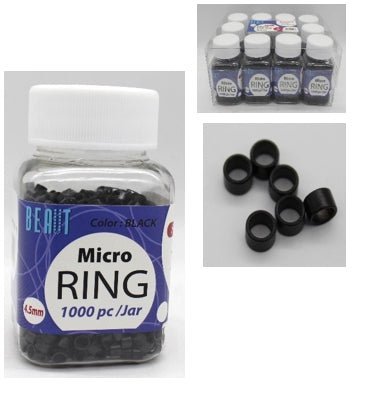 MICRO - RING 4.5MM BLACK 1000PCS/JAR - VIP Extensions