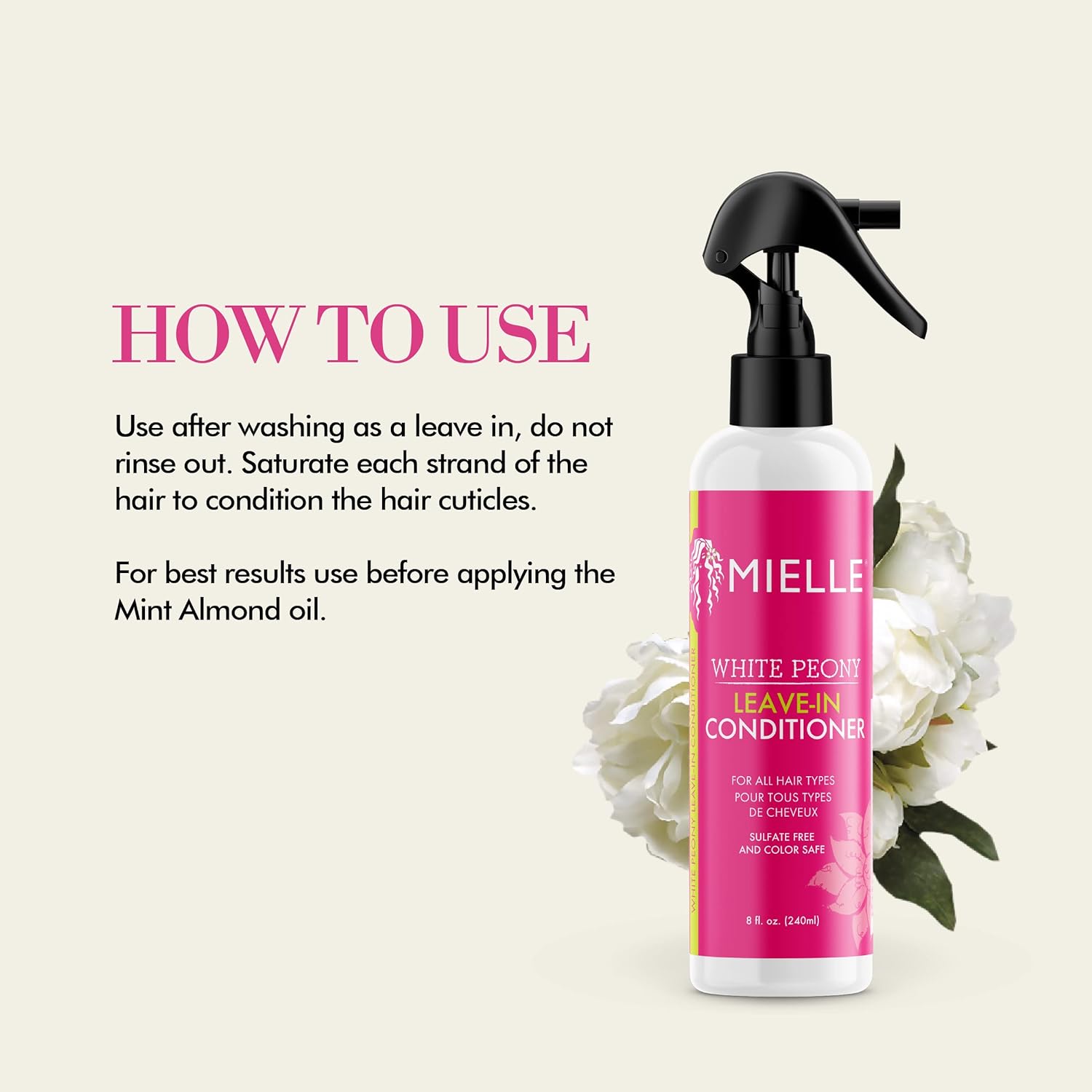 Mielle Organics White Peony Sulfate - Free Leave - In Conditioner, Color Safe, 8oz - VIP Extensions