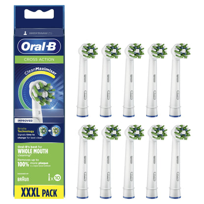 Oral-B CrossAction CleanMaximiser replacement brush heads 10-pack, made in Germany