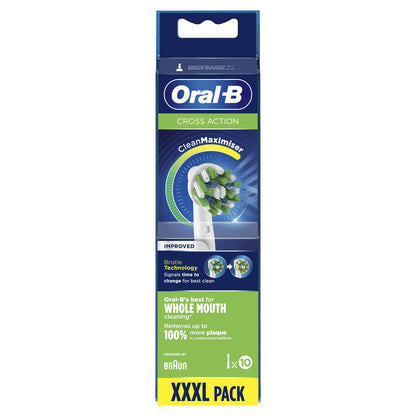Genuine Oral-B CrossAction CleanMaximiser brush head detail with angled bristles