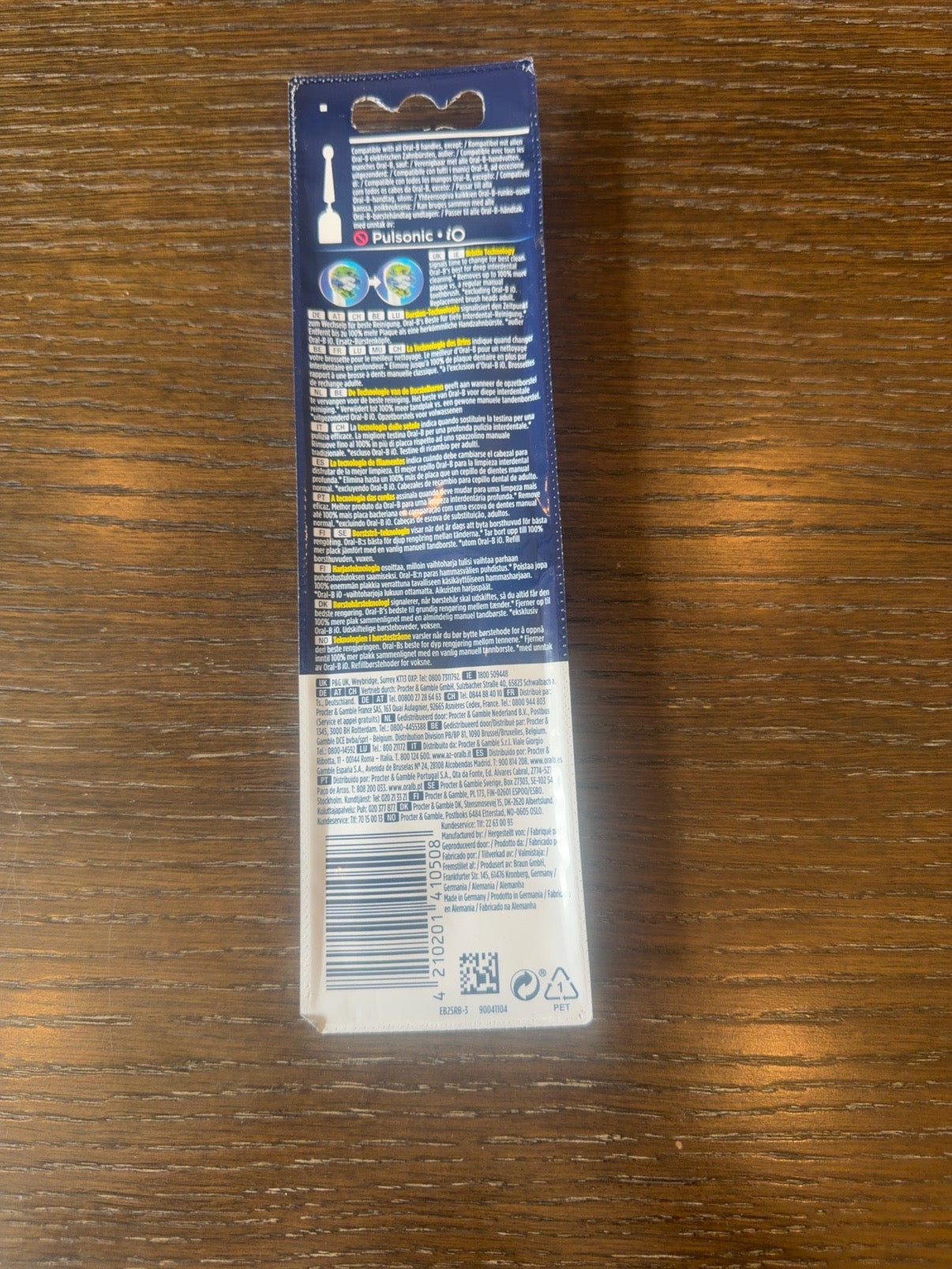Oral-B Deep Clean CleanMaximiser EB25RB-3 brush heads back showing EAN 4210201410508 and non-iO compatibility