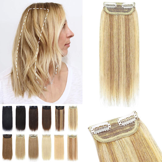 Human Hair Clip-In Strip Extension, 2 Clips