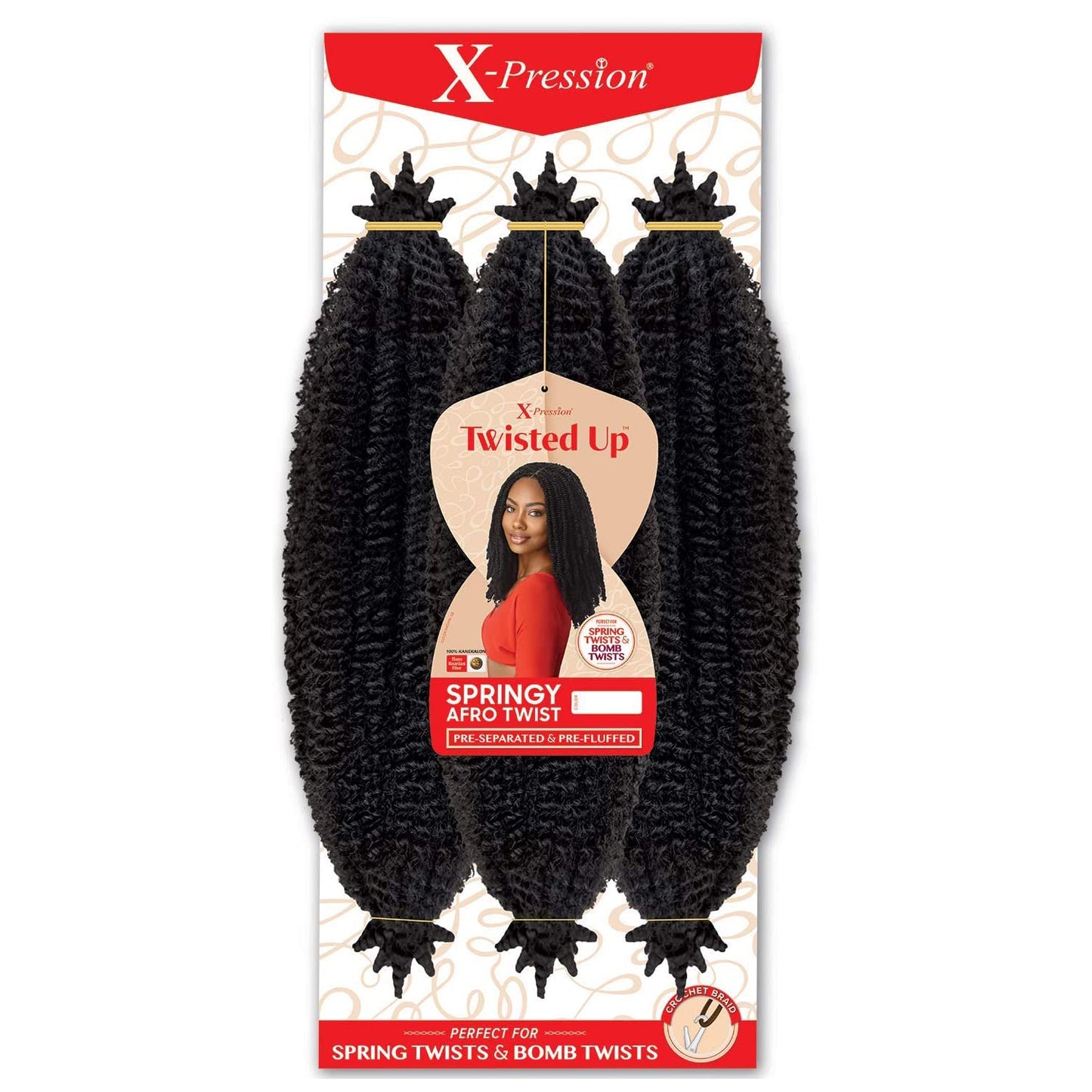 Outre X-Pression Twisted Up 3X Springy Afro Twist Crochet Braid, 16 in, 30
