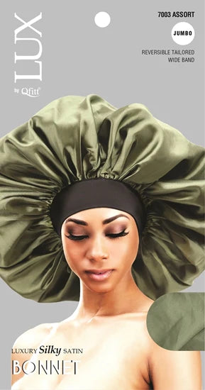 Qfitt Lux Silky Satin Bonnet Jumbo, Olive
