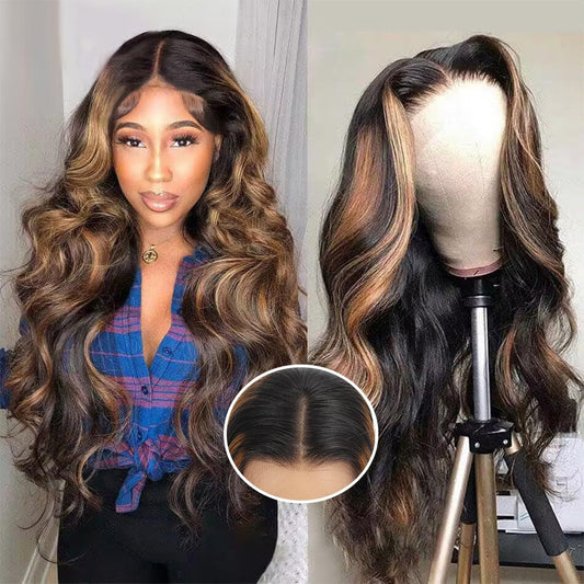 AM Lace Front Human Hair Wig, Body Wave 1B/30, 26 in