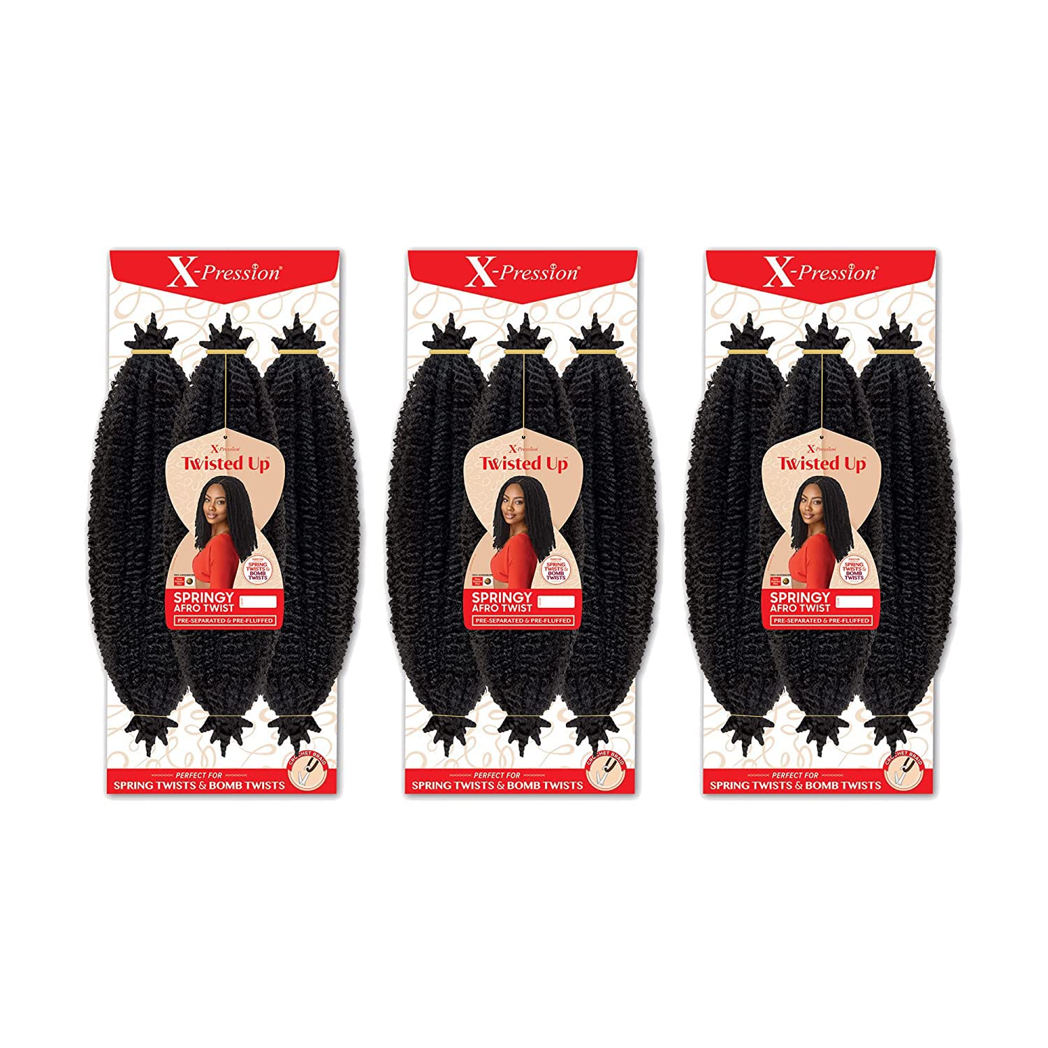 Outre X-Pression Twisted Up 3X Springy Afro Twist Crochet Braid, 16 in, 27