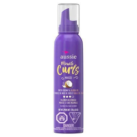 Aussie Miracle Curls Styling Mousse with Coconut & Jojoba Oil, 6 oz
