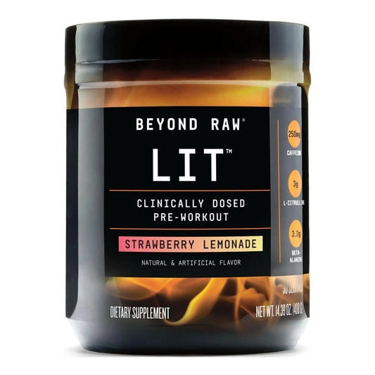 Beyond Raw LIT Clinically Dosed Pre-Workout Powder, Strawberry Lemonade, 30 Servings