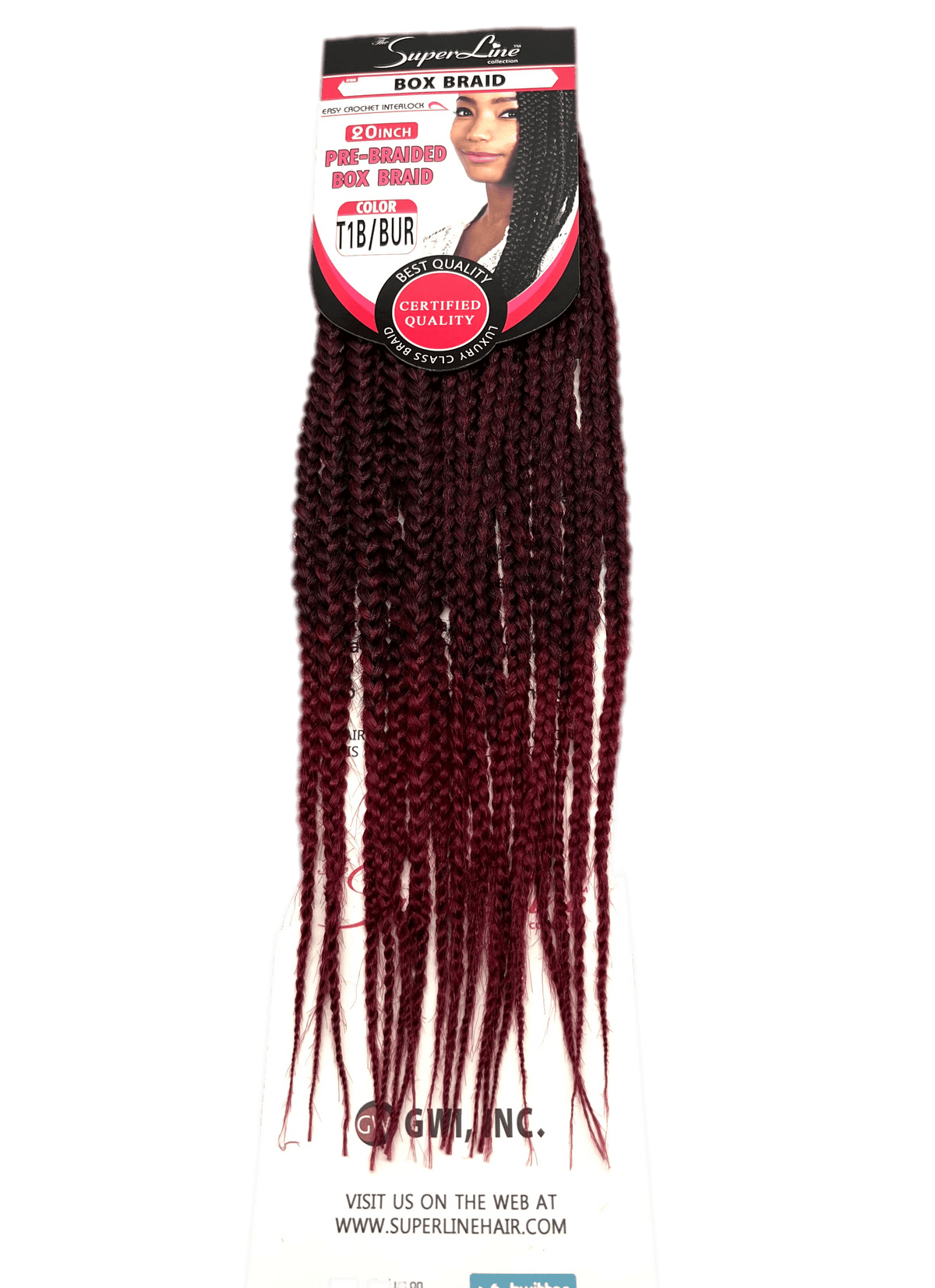 Super Line Pre-Braided Box Braid - T1B/BUR / 20 in