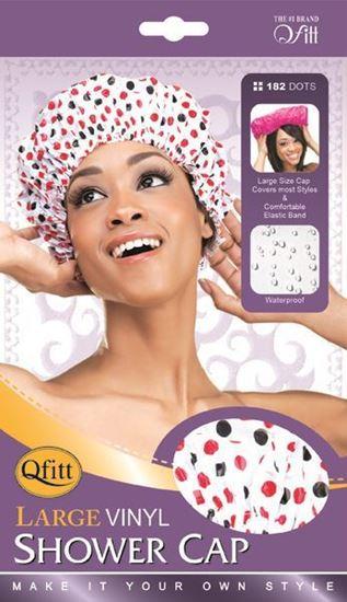 Qfitt Large Vinyl Shower Cap, Dots