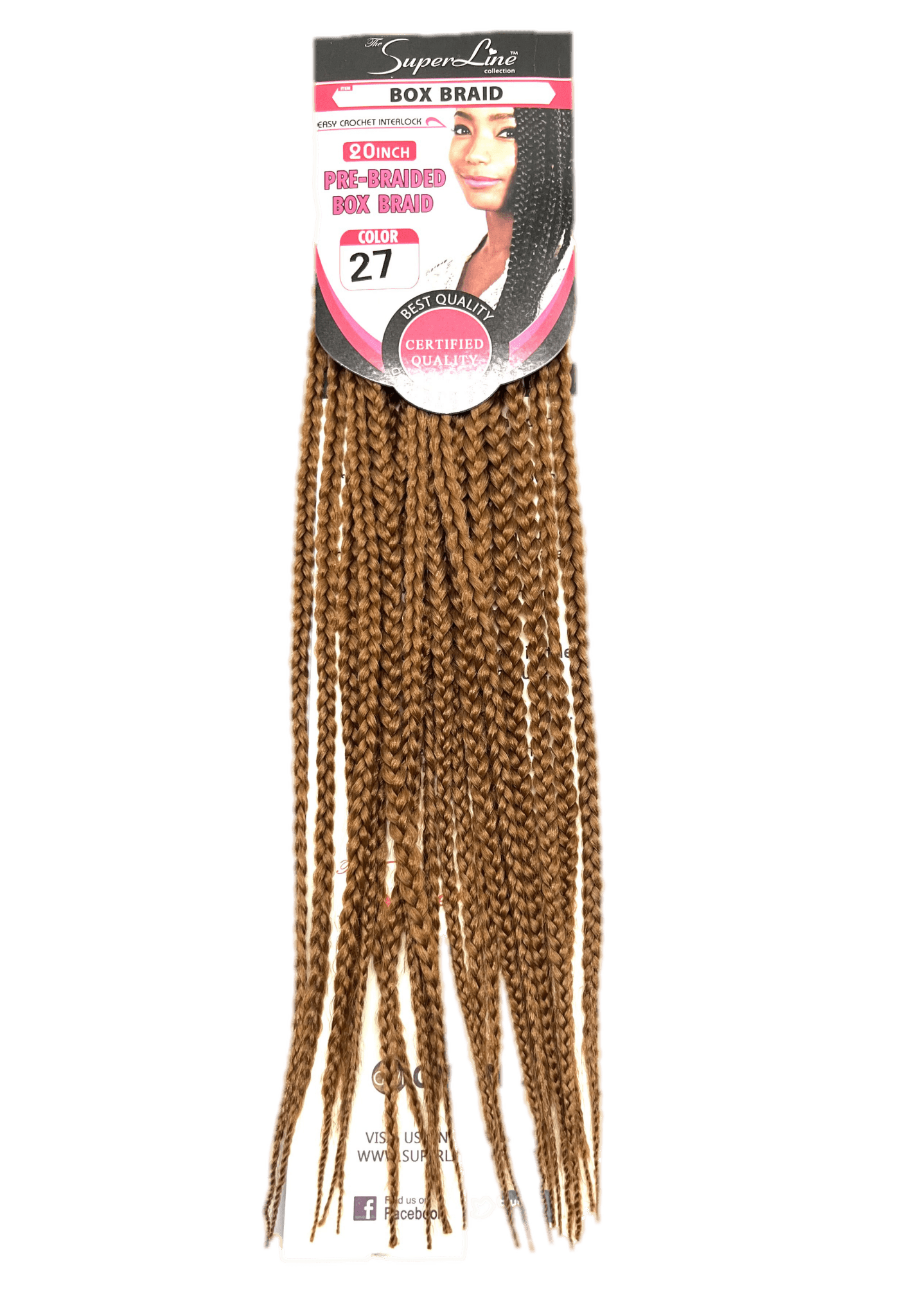 Super Line Pre-Braided Box Braid 20 in, Color 27