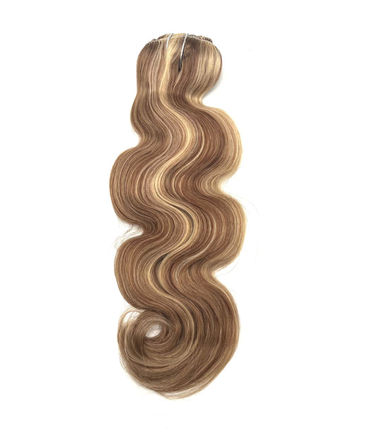 VIP Extensions ClipeX Body Wave Clip-In Hair Extensions, 8/22 Medium Ash Brown / Champagne Blonde, 18 in