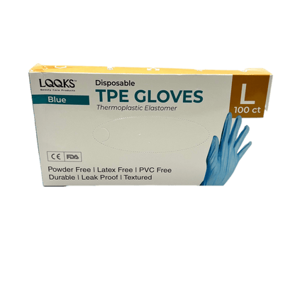 LQQS Disposable TPE Gloves, Blue, Large 100 ct