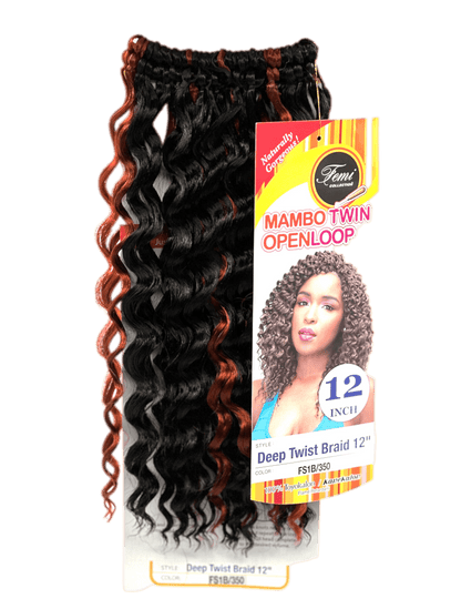 Femi Collection Mambo Twin Open Loop Deep Twist Braid 12 in - FS1B/350