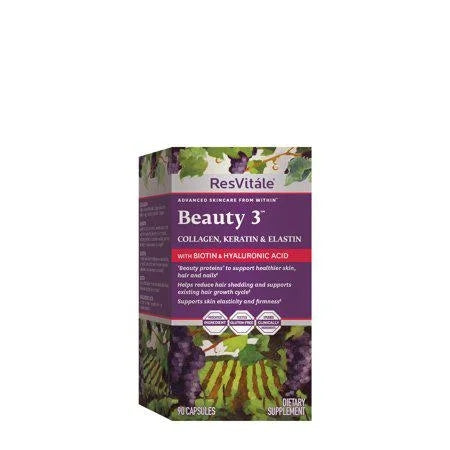ResVitale Beauty 3 Collagen, Keratin & Elastin Formula, 90 Capsules