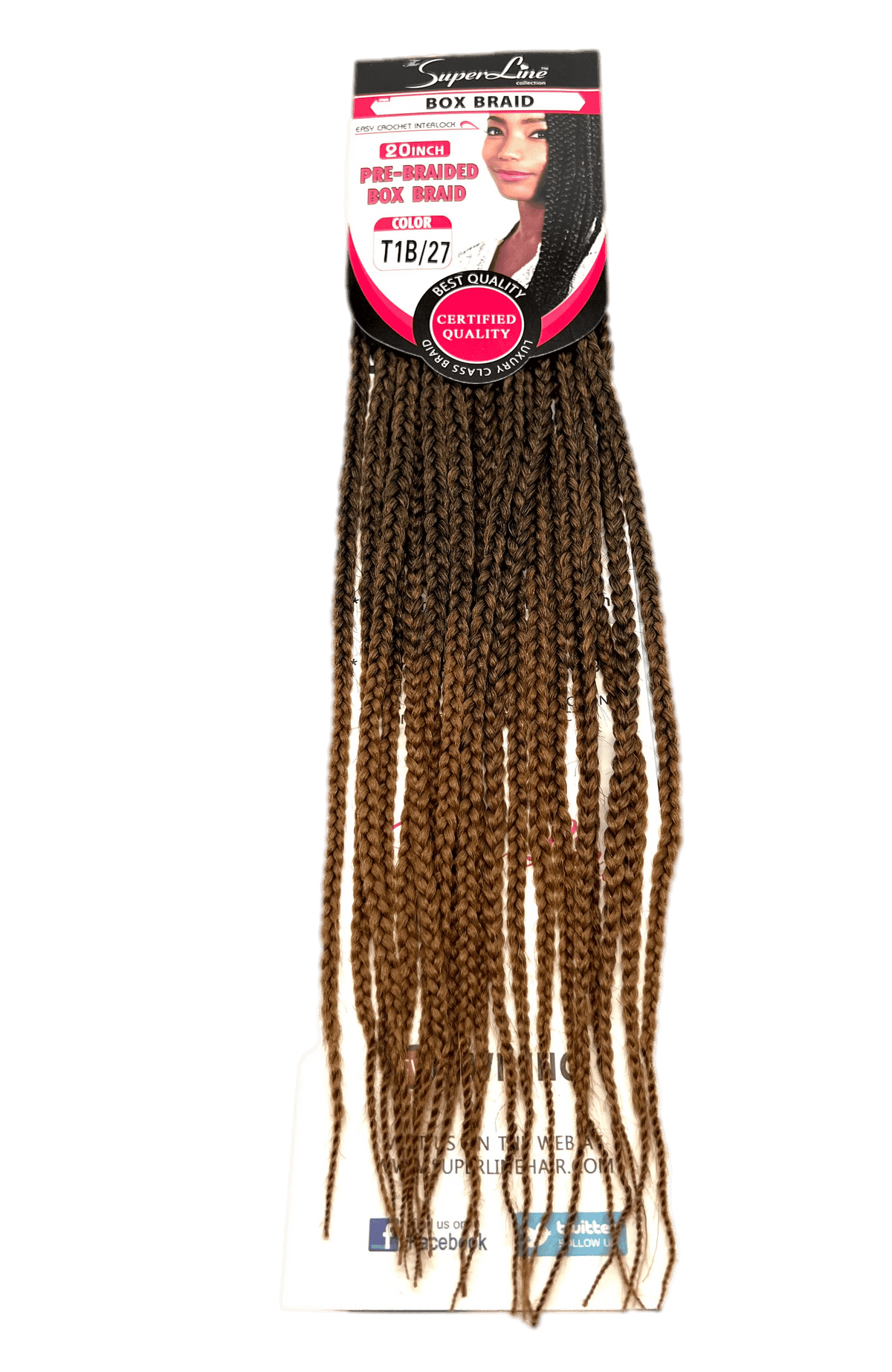 Super Line Pre-Braided Box Braid - T1B/27 / 20 in