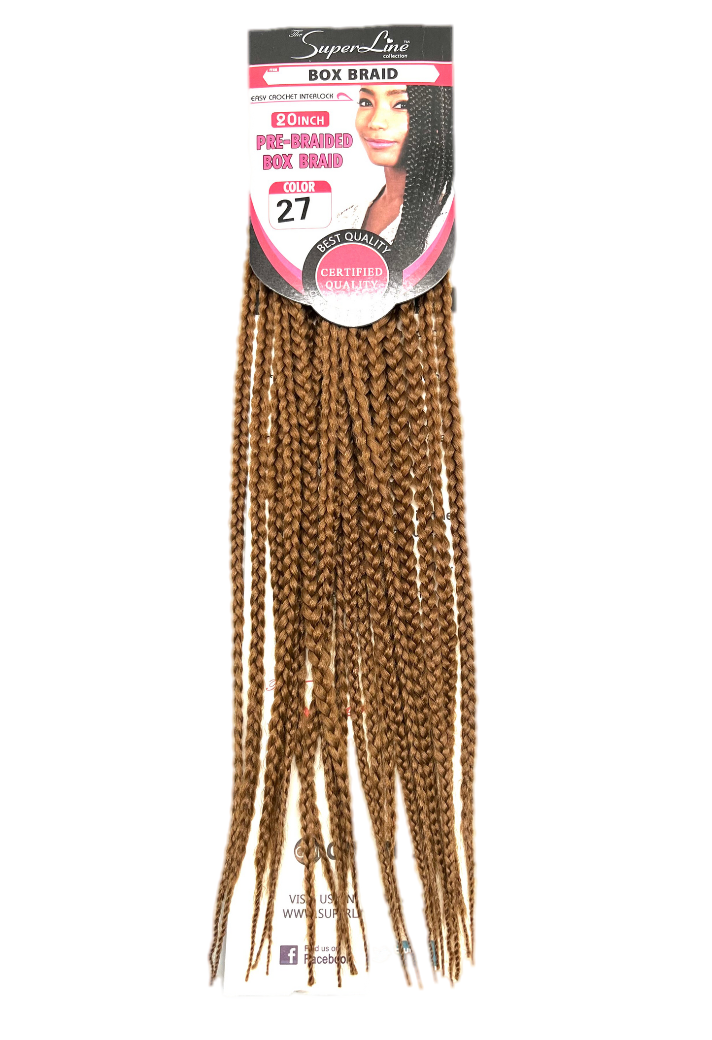 Super Line Pre-Braided Box Braid 20 in, Color 27