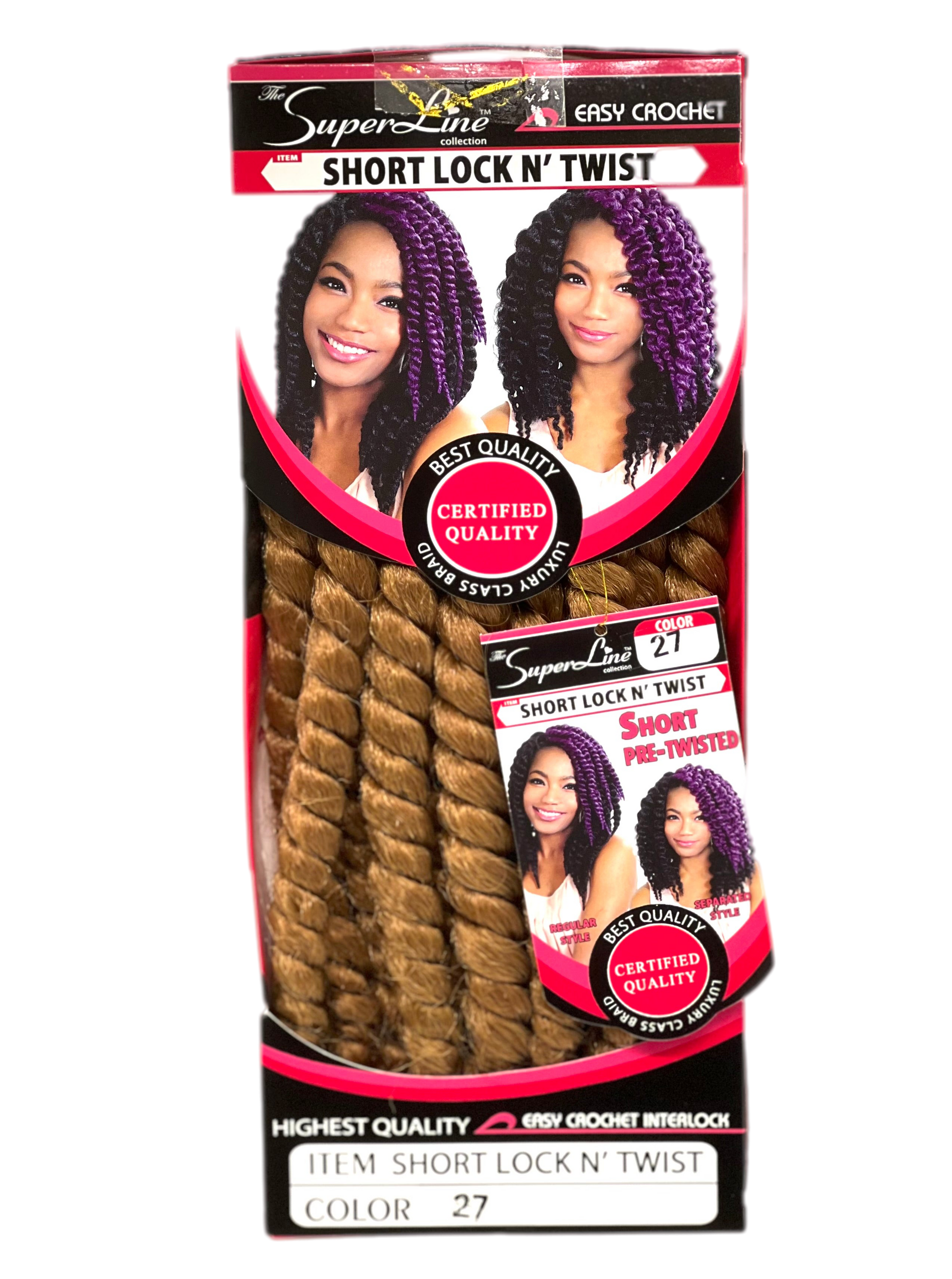 Superline Short Lock N' Twist Crochet Braiding Hair, Color 27