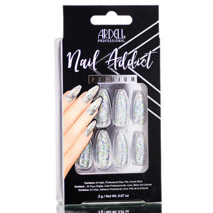 Ardell Nail Addict Premium Artificial Nail Set, Blue Jeweled Glitter