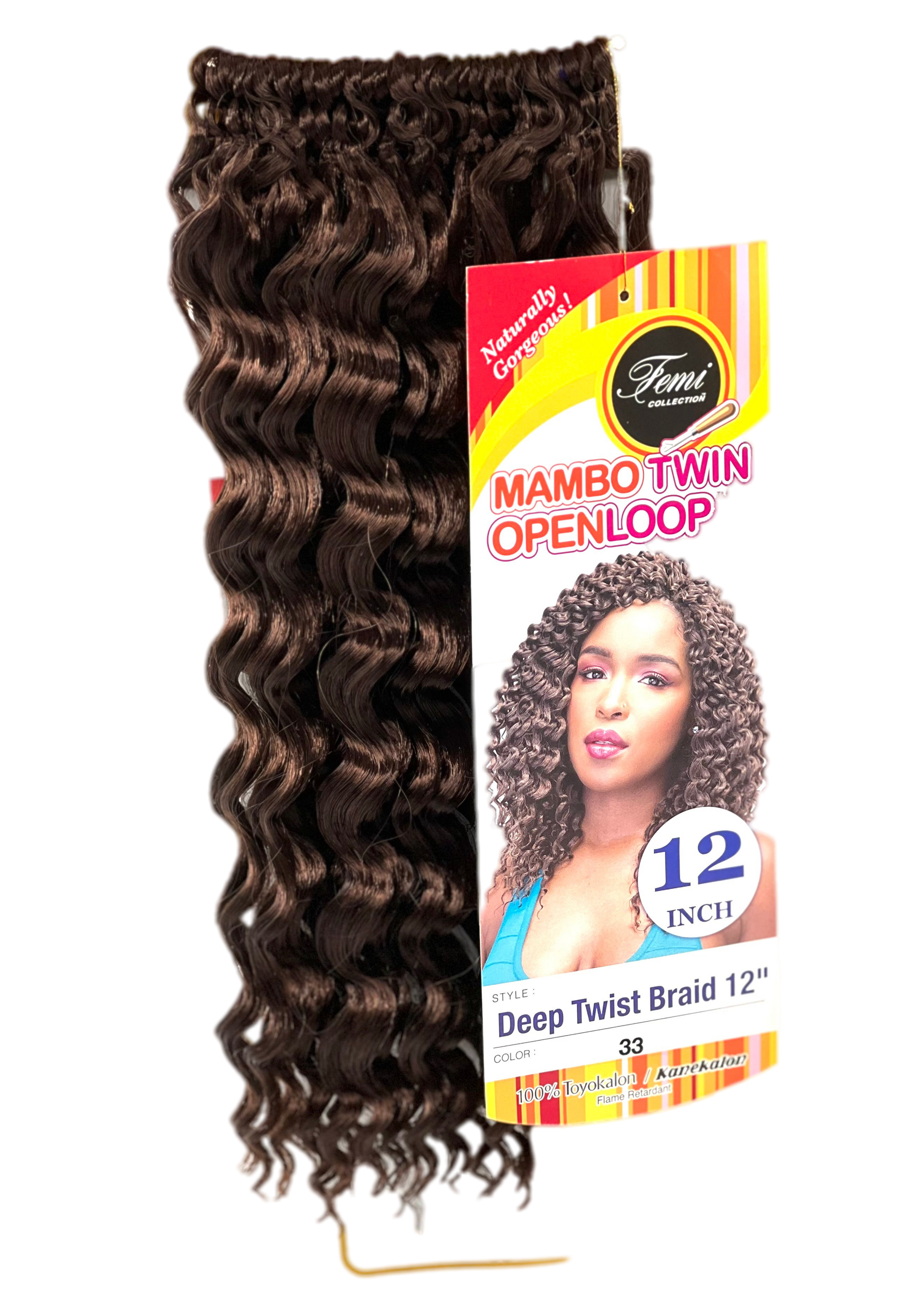 Femi Collection Mambo Twin Open Loop Deep Twist Braid 12 in, Color 33