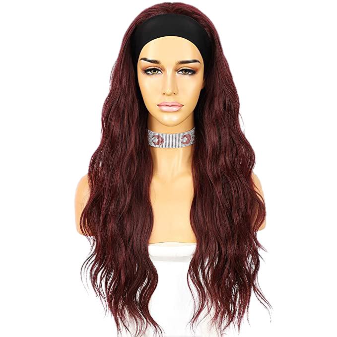 Loose Body Wave Glueless Headband Wig, 26 in Burgundy