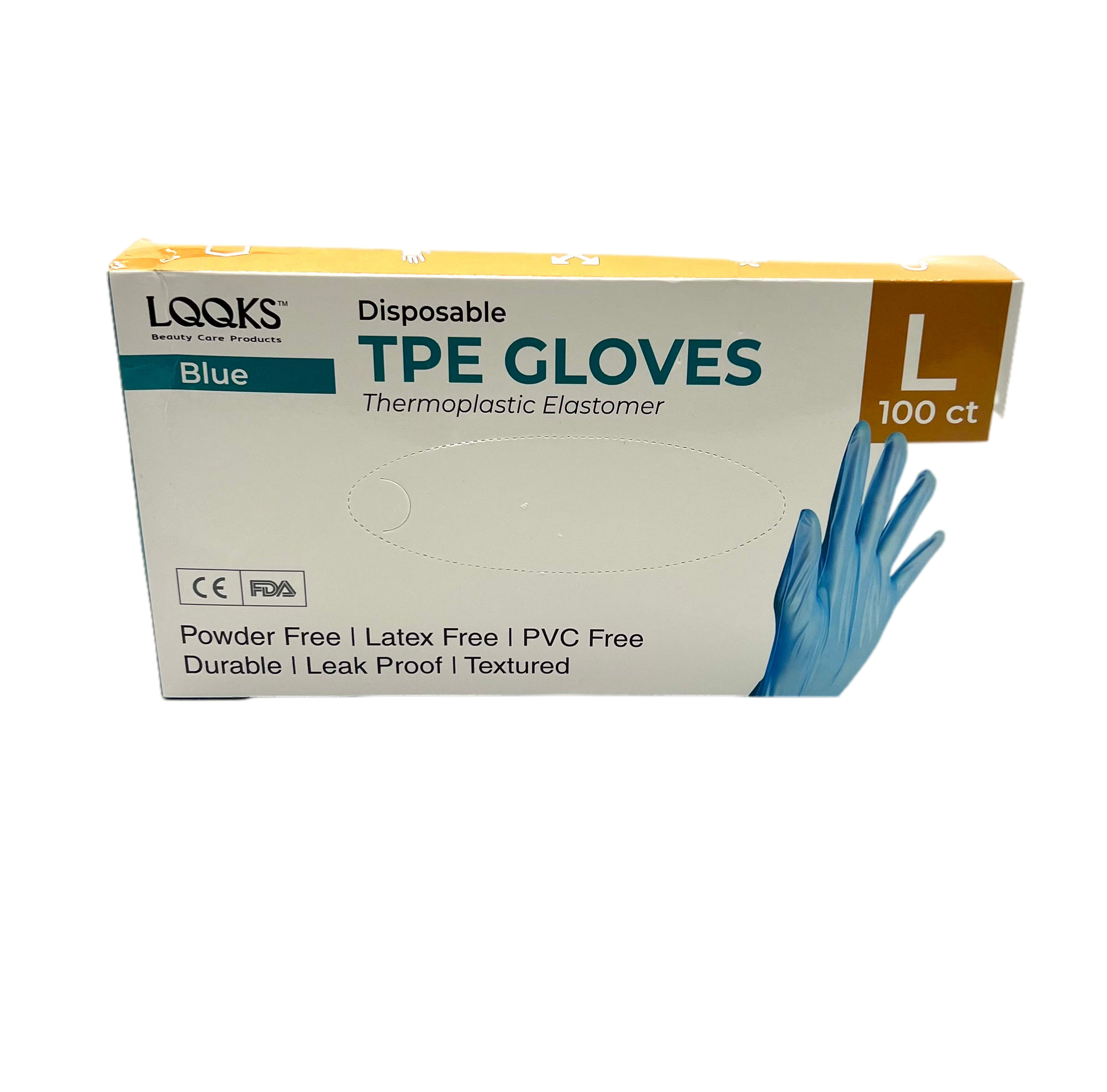 LQQS Disposable TPE Gloves, Blue, Large 100 ct