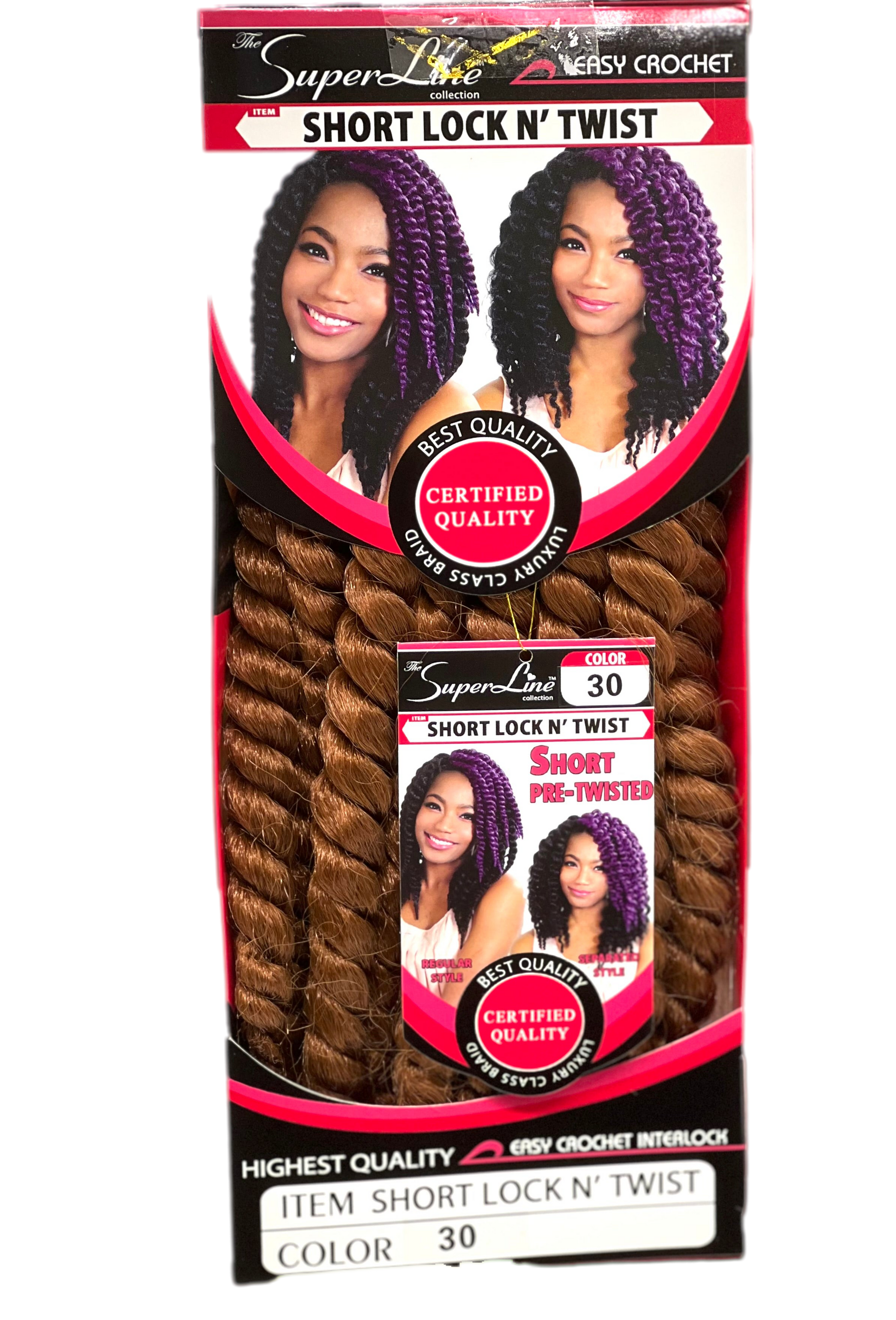 Superline Short Lock N' Twist Crochet Braiding Hair, Color 30