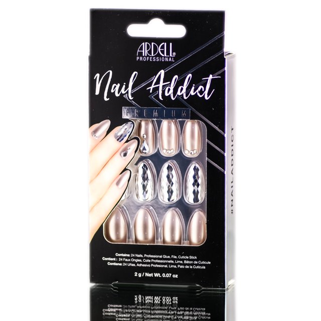 Ardell Nail Addict Premium Artificial Nail Set, Champagne Ice