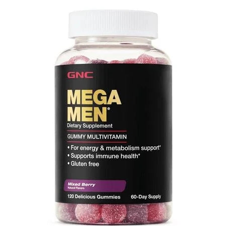 GNC Mega Men Gummy Multivitamin, Mixed Berry, 120 Gummies