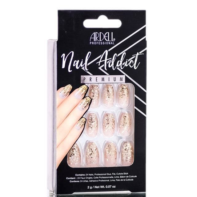 Ardell Nail Addict Premium Artificial Nail Set, Dripping in Gold