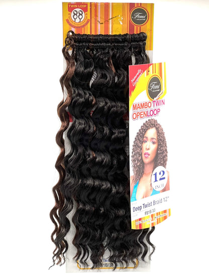 Femi Collection Mambo Twin Open Loop Deep Twist Braid 12 in, Color FS1B/33